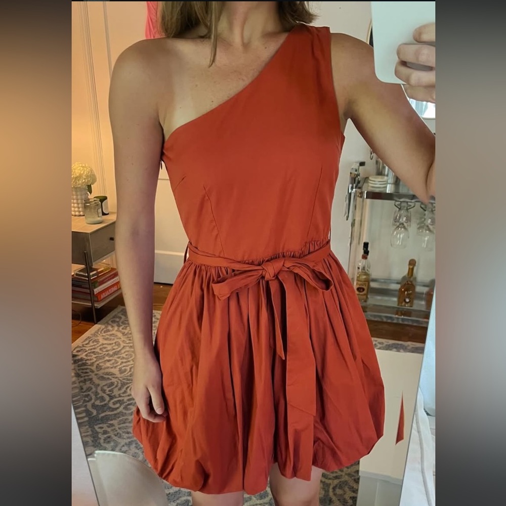 One-Shoulder Bubble Orange Dress